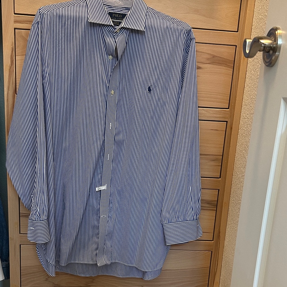Polo Ralph Lauren Classic Fit Easy Care Blue Striped Dress Shirt